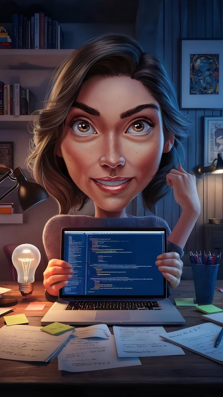Foto mujer sosteniendo una laptop y teniendo una idea