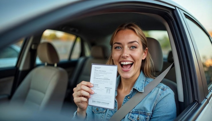 una mujer sosteniendo un papel que dice "la está sosteniendo"
