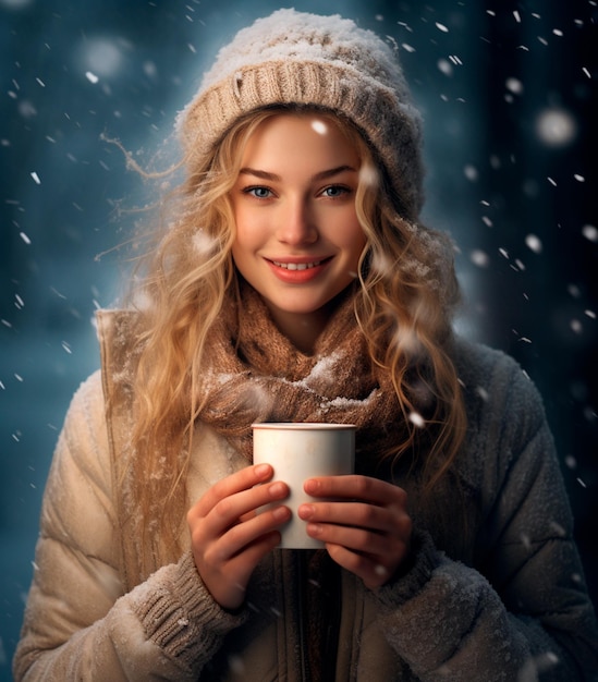 mujer sosteniendo una taza de café