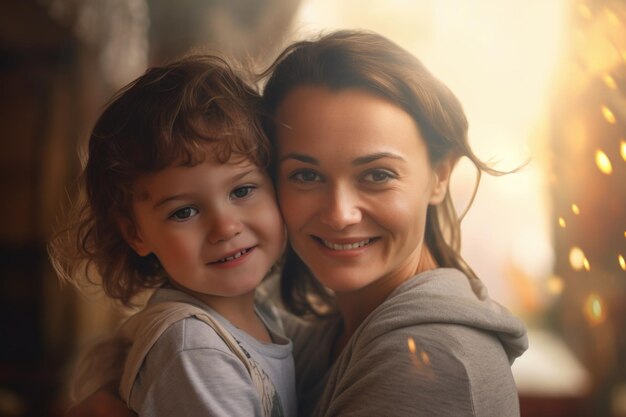 Una mujer sostiene a un niño en sus brazos Esta conmovedora imagen captura el amor y el vínculo entre una madre y su hijo Perfecto para proyectos y anuncios orientados a la familia