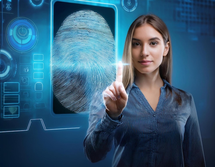 Foto una mujer sostiene una tableta con un cerebro sostenido por una mano