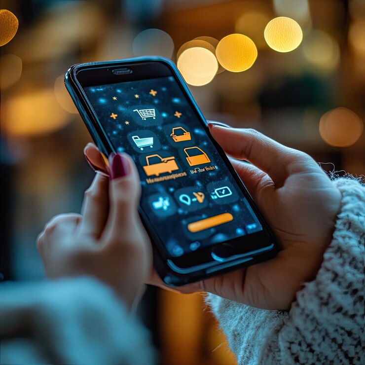 Foto una mujer sostiene un teléfono celular con la palabra emergencia en él