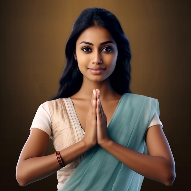 Mujer de Sri Lanka diciendo Ayubowan