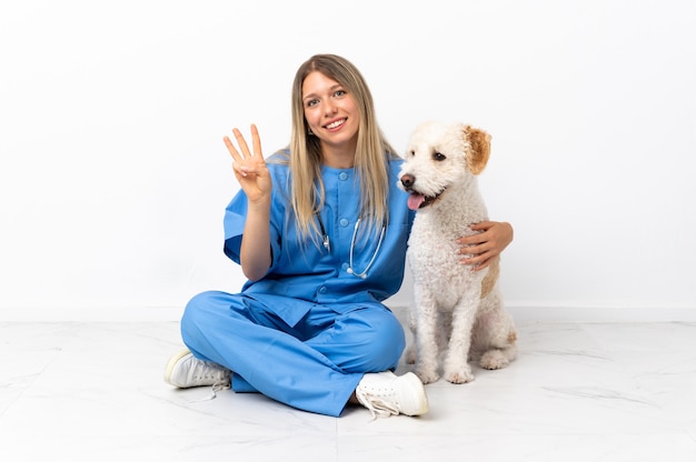 Foto mujer con su perro