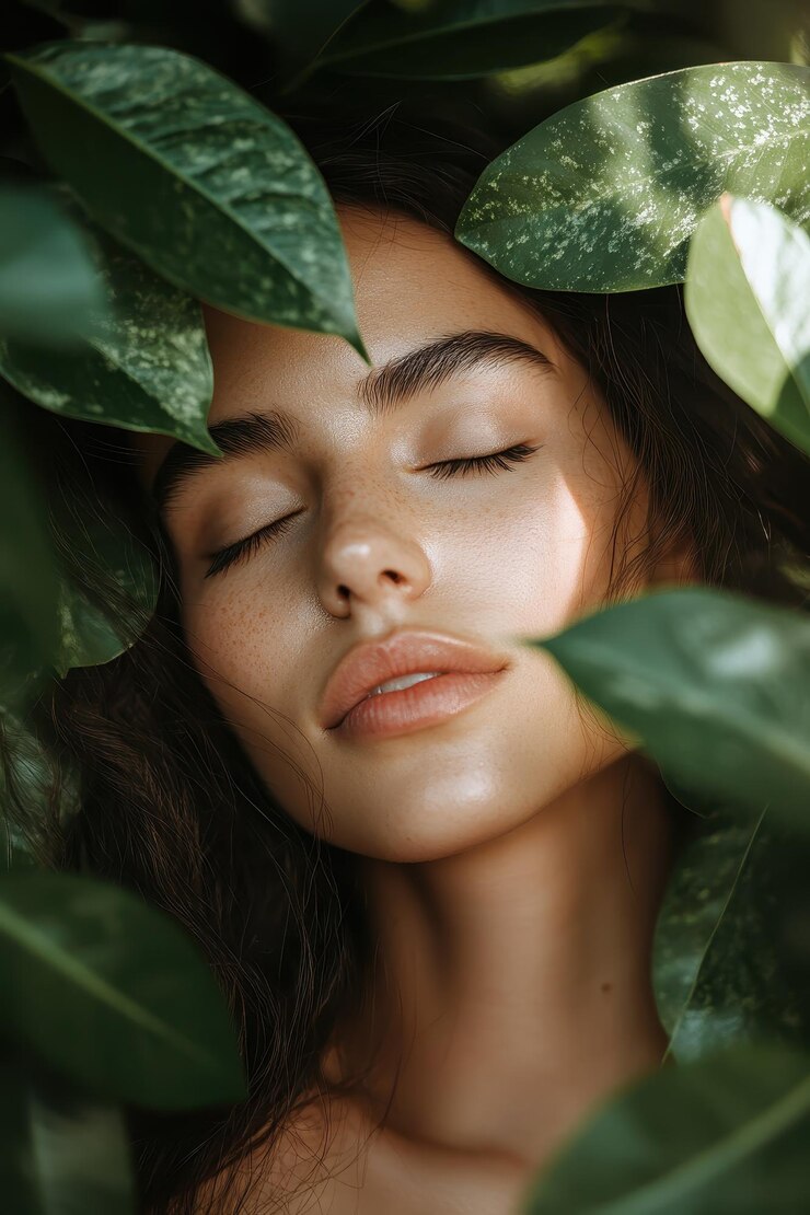 una mujer con sus ojos cerrados y los ojos cerrados