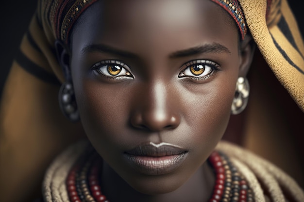 Mujer de Tanzania con vestimenta étnica IA generativa