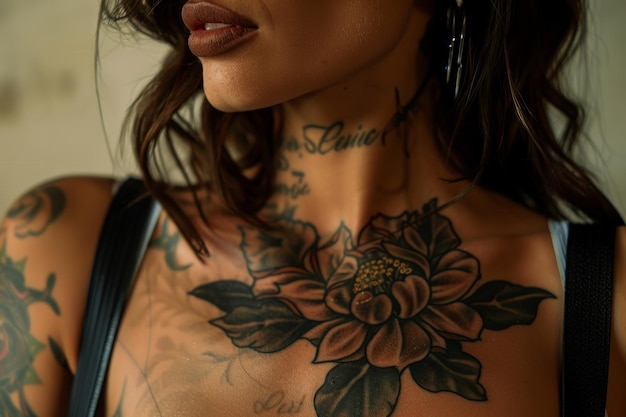 Mujer con tatuaje en el cuerpo