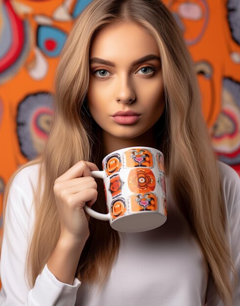 mujer con una taza de café