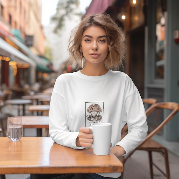 mujer con una taza de café