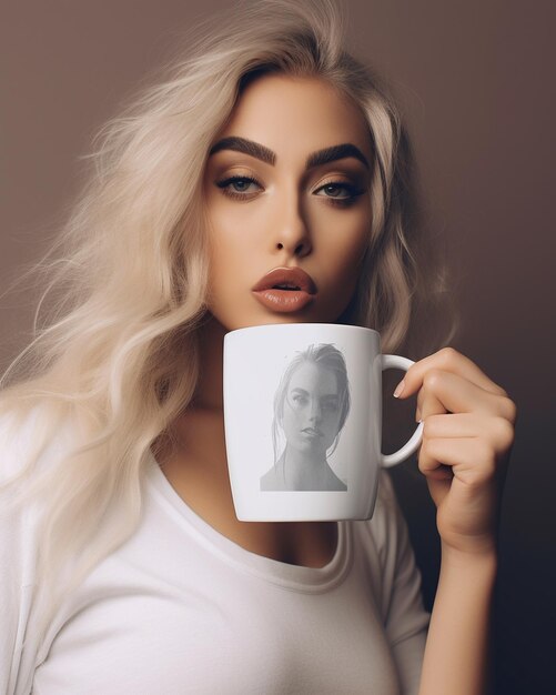 mujer con una taza de café