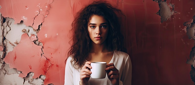 mujer con una taza rota