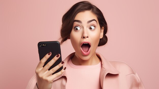 Foto mujer con teléfono inteligente