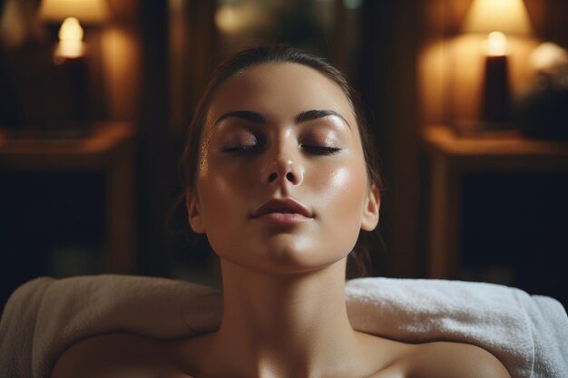 mujer teniendo masaje en el salón de spa vista facial