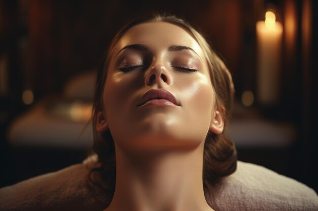 mujer teniendo masaje en el salón de spa vista facial