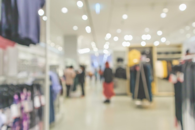 Mujer tienda de ropa boutique de moda escaparate en centro comercial desenfoque de fondo desenfocado