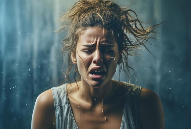 la mujer tiene un colapso emocional al estilo del neuro core