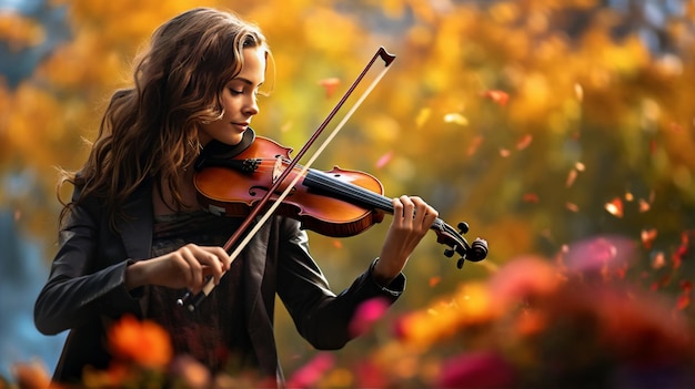 Mujer tocando el violín generada por IA