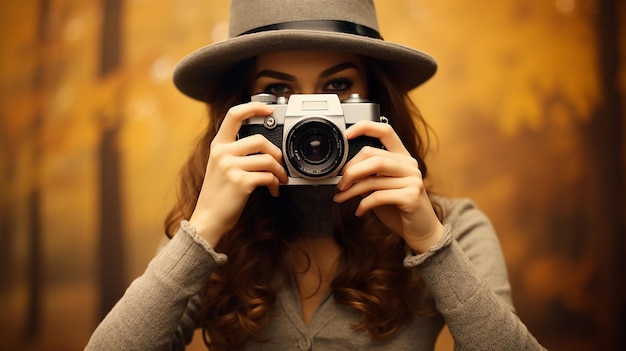 Mujer tomando una foto con la cámara