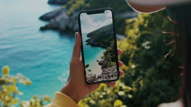 Mujer tomando fotografías con teléfono celular