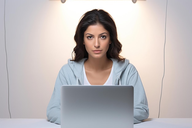 Mujer trabajando en una computadora portátil