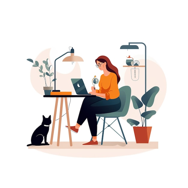 una mujer trabajando modern_flat ilustración de moda