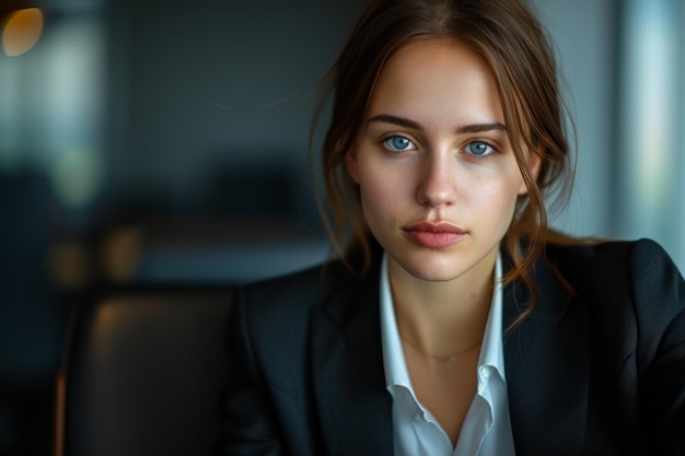 Foto mujer de traje sentada en una silla