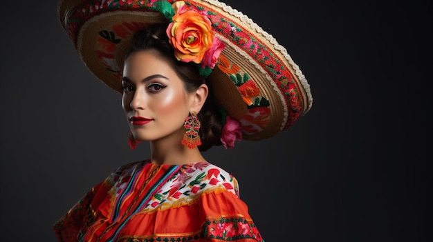 Foto una mujer con un traje tradicional mexicano