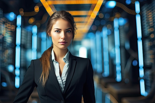 Una mujer con traje.