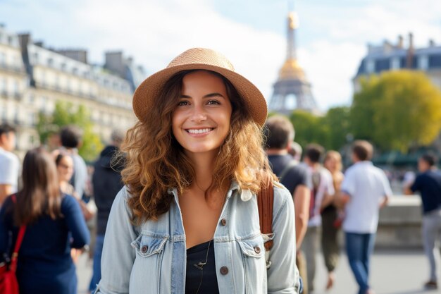 Mujer turista de París