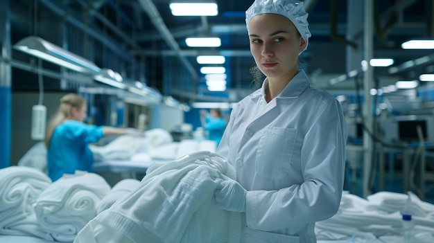 una mujer en un uniforme blanco con un uniforme blanco en