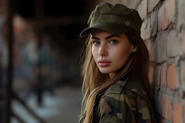 una mujer con un uniforme del ejército