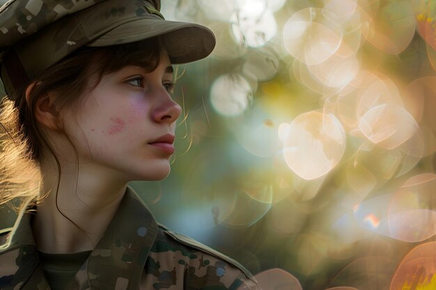 una mujer con un uniforme del ejército