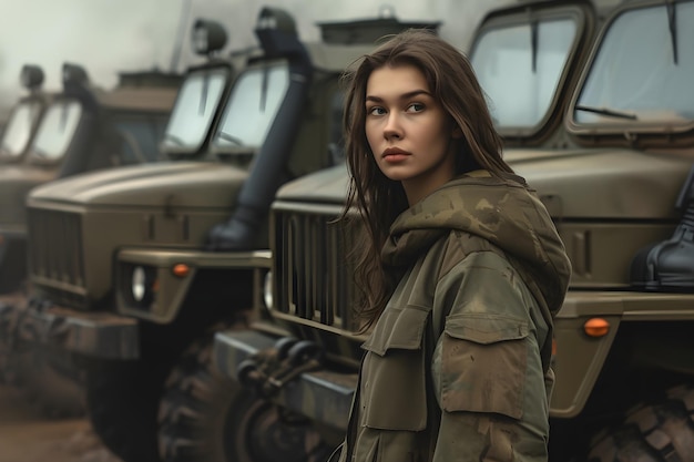 una mujer con un uniforme del ejército