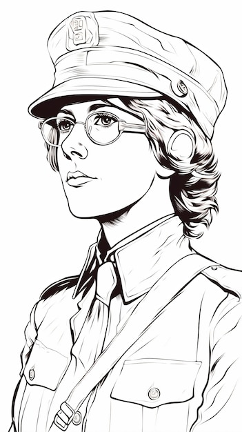 una mujer en uniforme y gafas