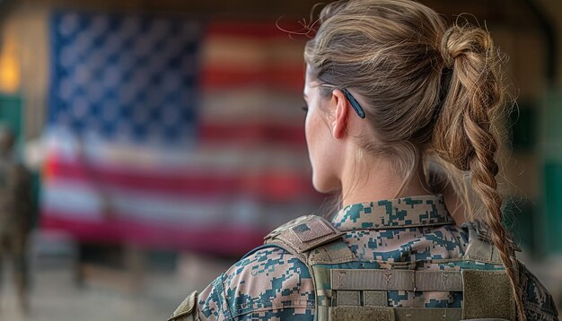 Foto una mujer en uniforme militar con las palabras u s a