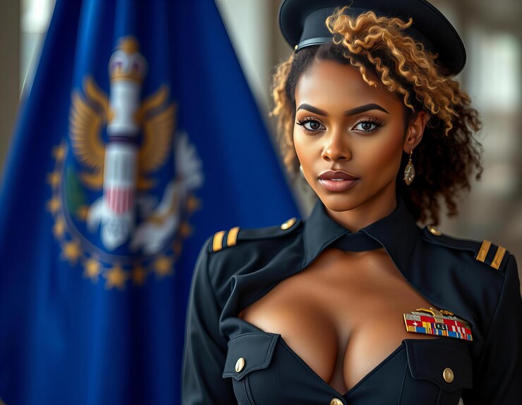 Mujer con un uniforme de oficial diplomático