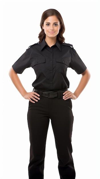 una mujer en uniforme posando para una foto