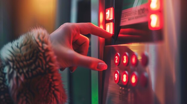 Una mujer usando un cajero automático para retirar su dinero.