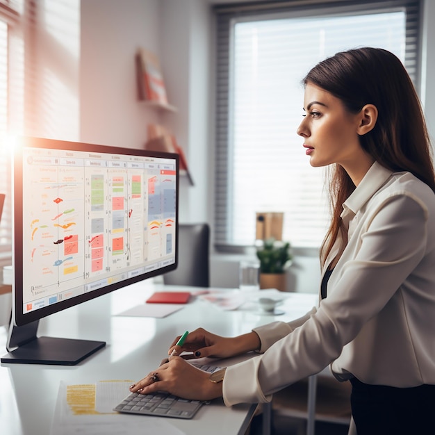 Una mujer utilizando equipo