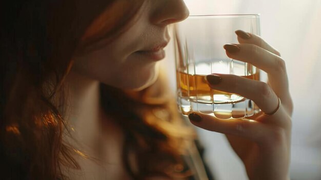 Una mujer con un vaso de agua