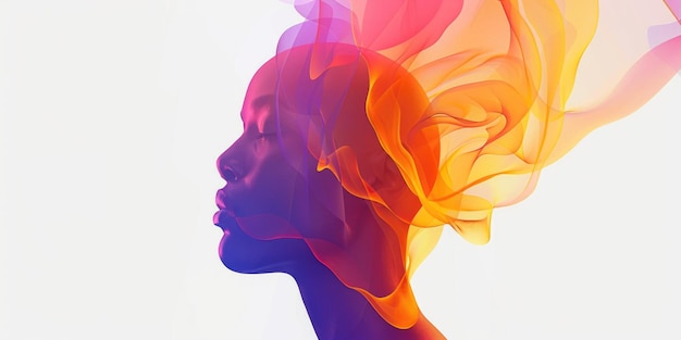 Mujer con un velo de colores