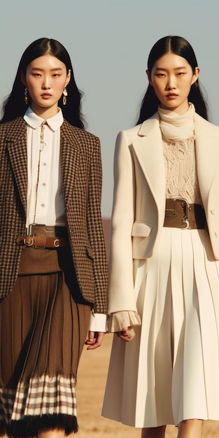 una mujer vestida con una falda marrón y una camisa blanca