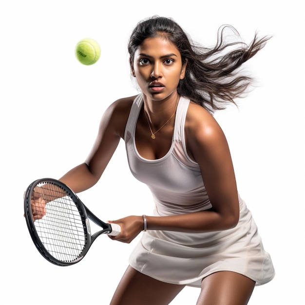 Una mujer vestida con ropa deportiva de tenis.