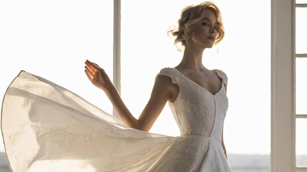 Mujer con un vestido blanco