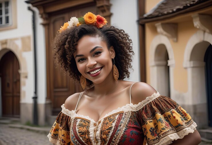Mujer con un vestido popular tradicional de Liechtenstein