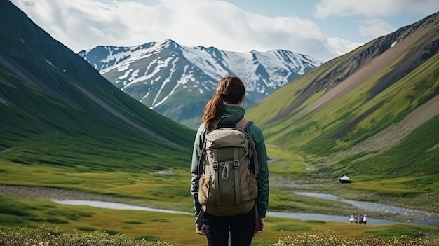 Foto una mujer está viajando en bashkiria rusia turismo de montaña en rusia