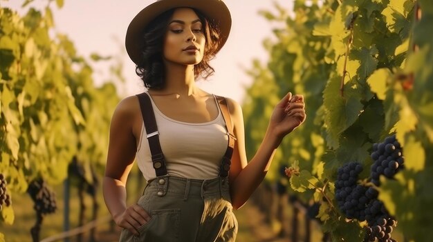 Mujer en el viñedo