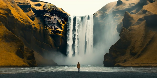 Mujer con vistas a la cascada