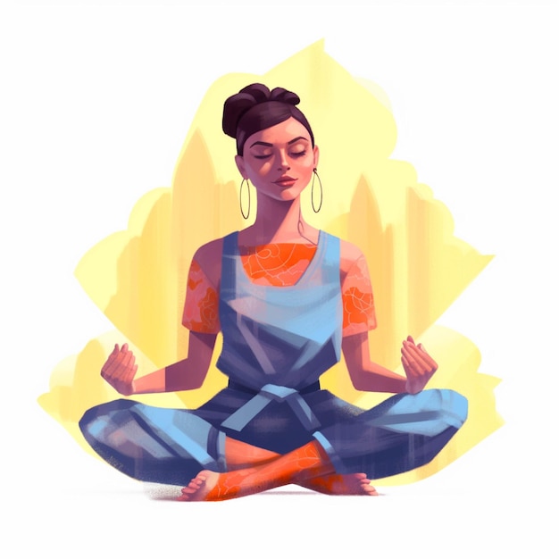 Mujer de yoga meditando en postura de loto ilustración vectorial