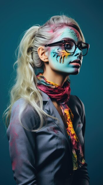 Mujer zombie de Halloween con gafas